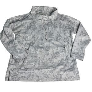 Talbots Women’s Large Gray Cowl Neck Pullover Sweatshirt Top Floral Print Pocket
